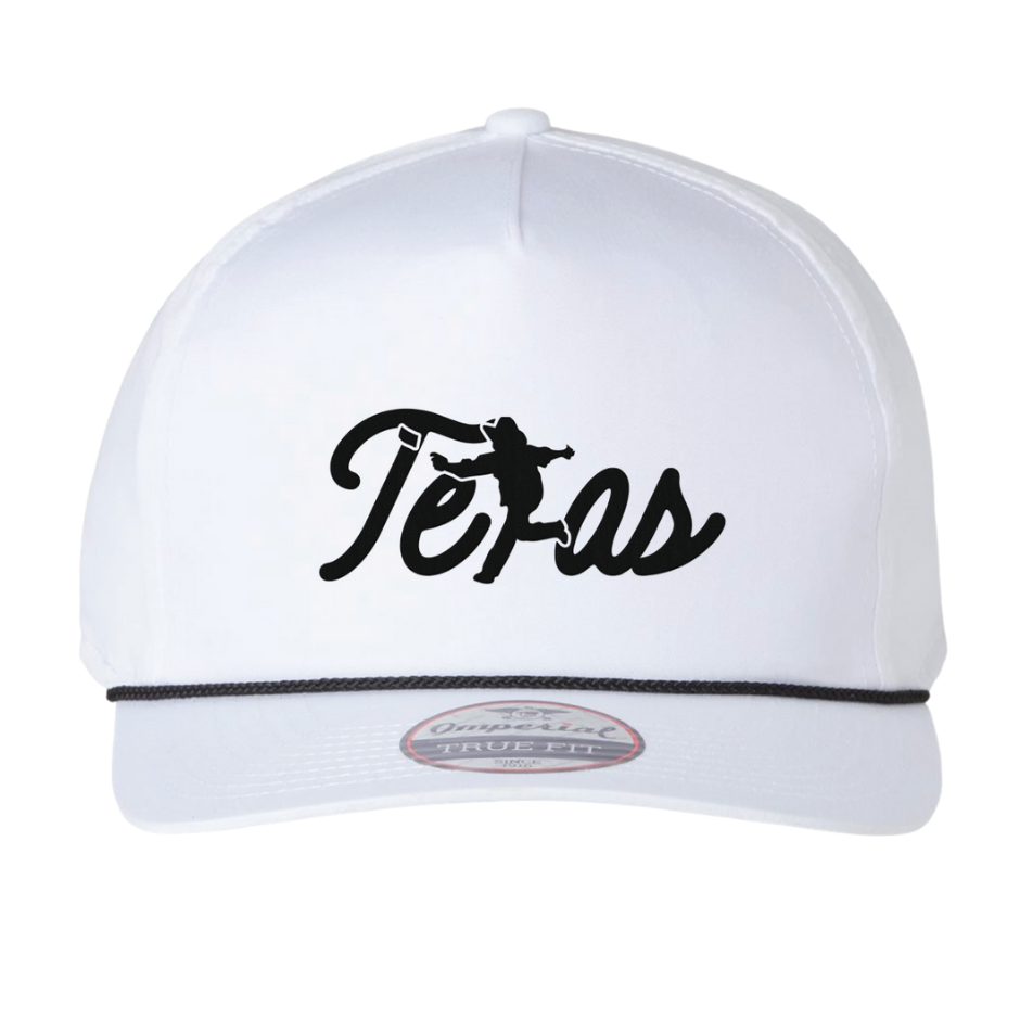Texas Script 32 - Texas Script Embroidery Non-Mesh Imperial Barnes Cap (White) – Big ...