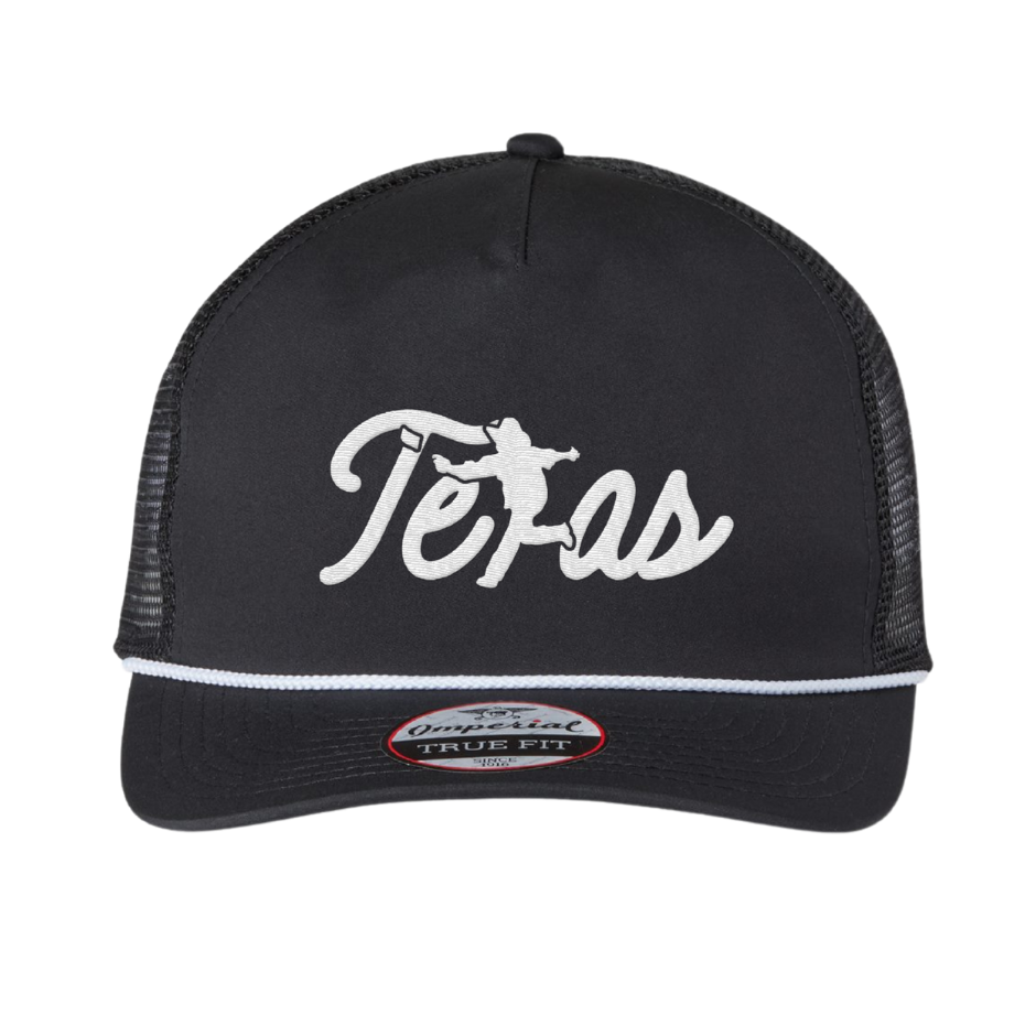 Texas Script 30 - Texas Script Embroidery Mesh Imperial Rabble Rouser Cap (Black ...